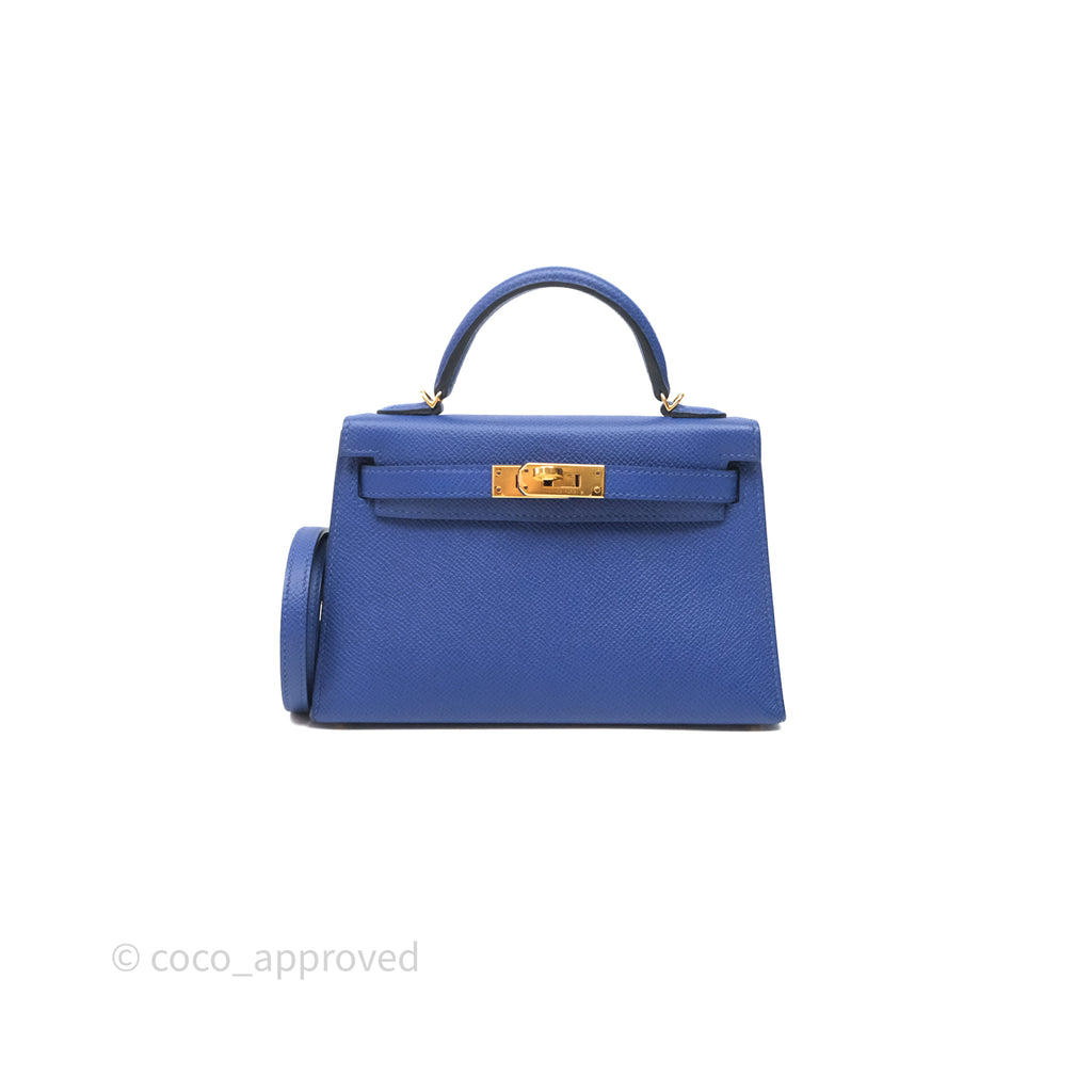Hermes Mini Kelly Electric Blue Espom Gold Hardware