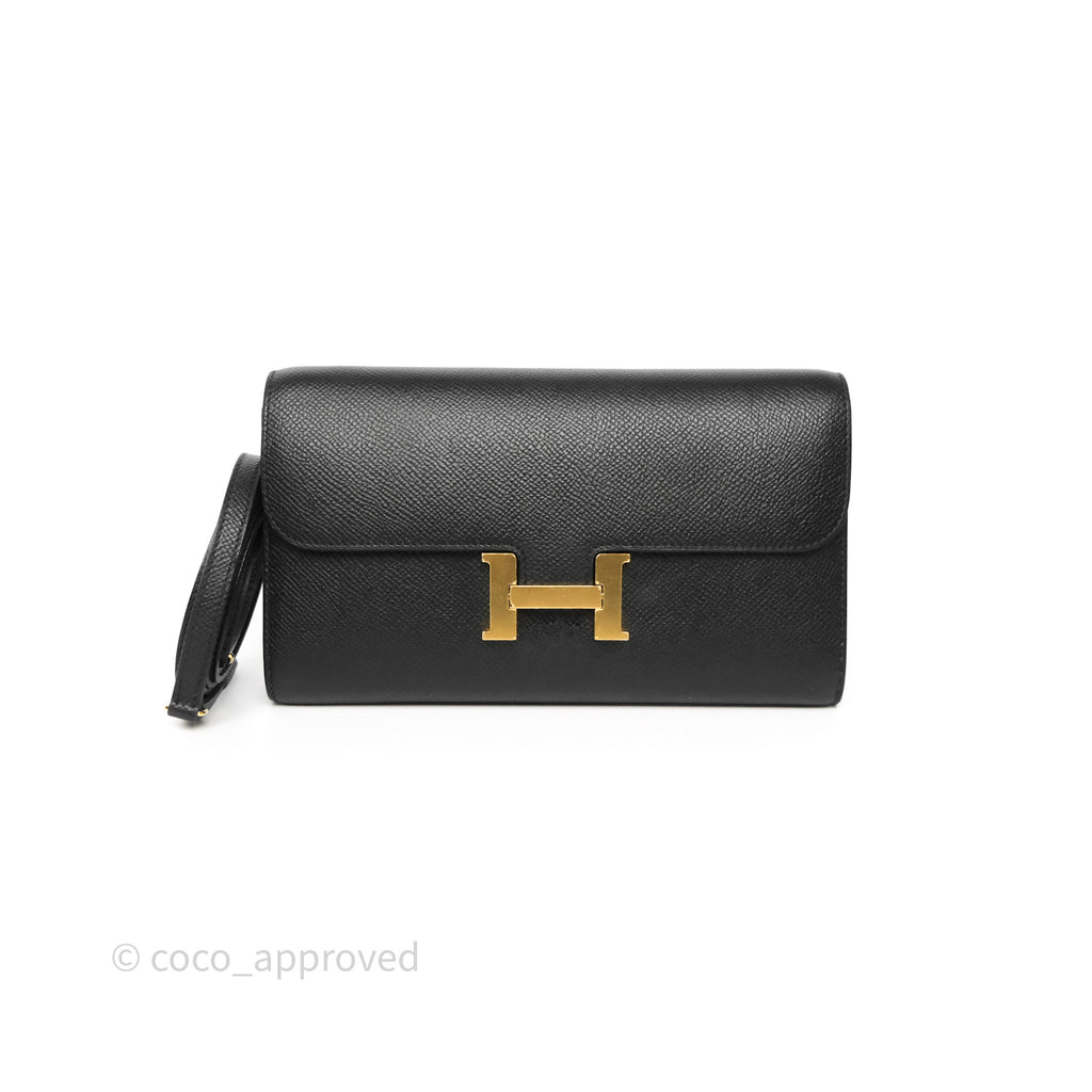 Hermès Constance Long To Go Wallet Black Noir 89 Epsom Gold Hardware
