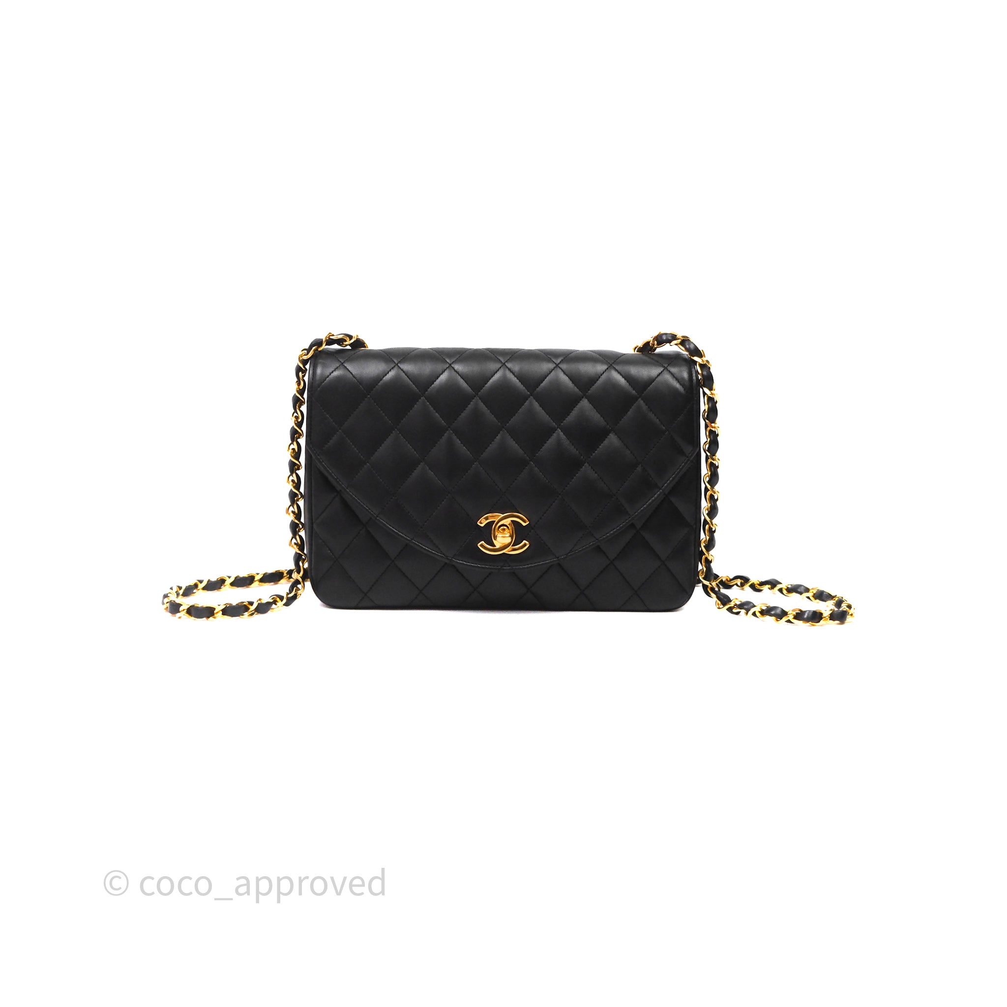 Chanel Vintage Round Flap Bag Black Lambskin 24K Gold Hardware – Coco Approved Studio