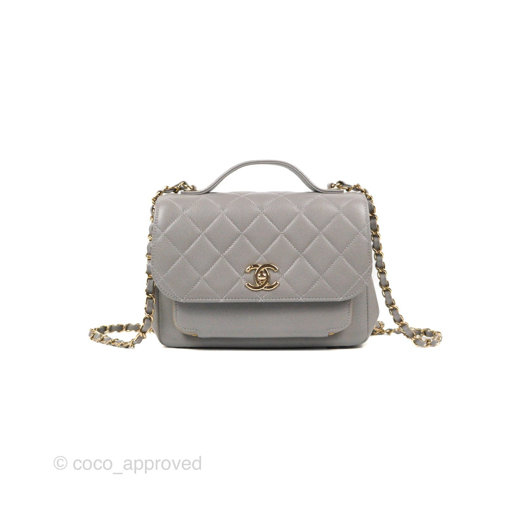 Chanel Quilted Medium Business Affinity Flap Grey Caviar Gold Hardware