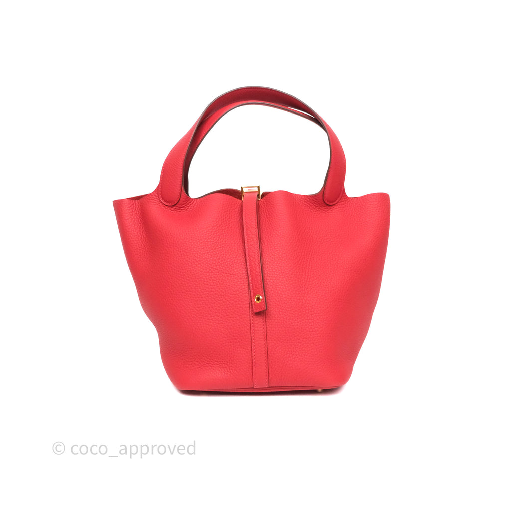 Hermès Picotin 22 Vermillon 5E Clemence Gold Hardware