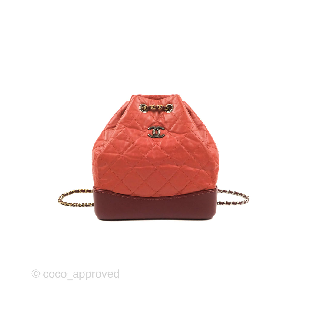 Chanel Small Gabrielle Backpack Red Aged Calfskin