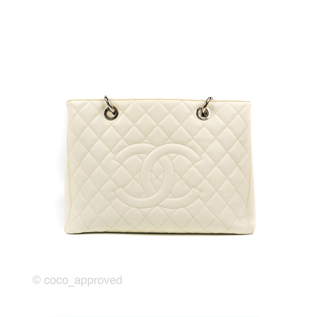 Chanel Cream Quilted Caviar Grand Shopping Tote (GST