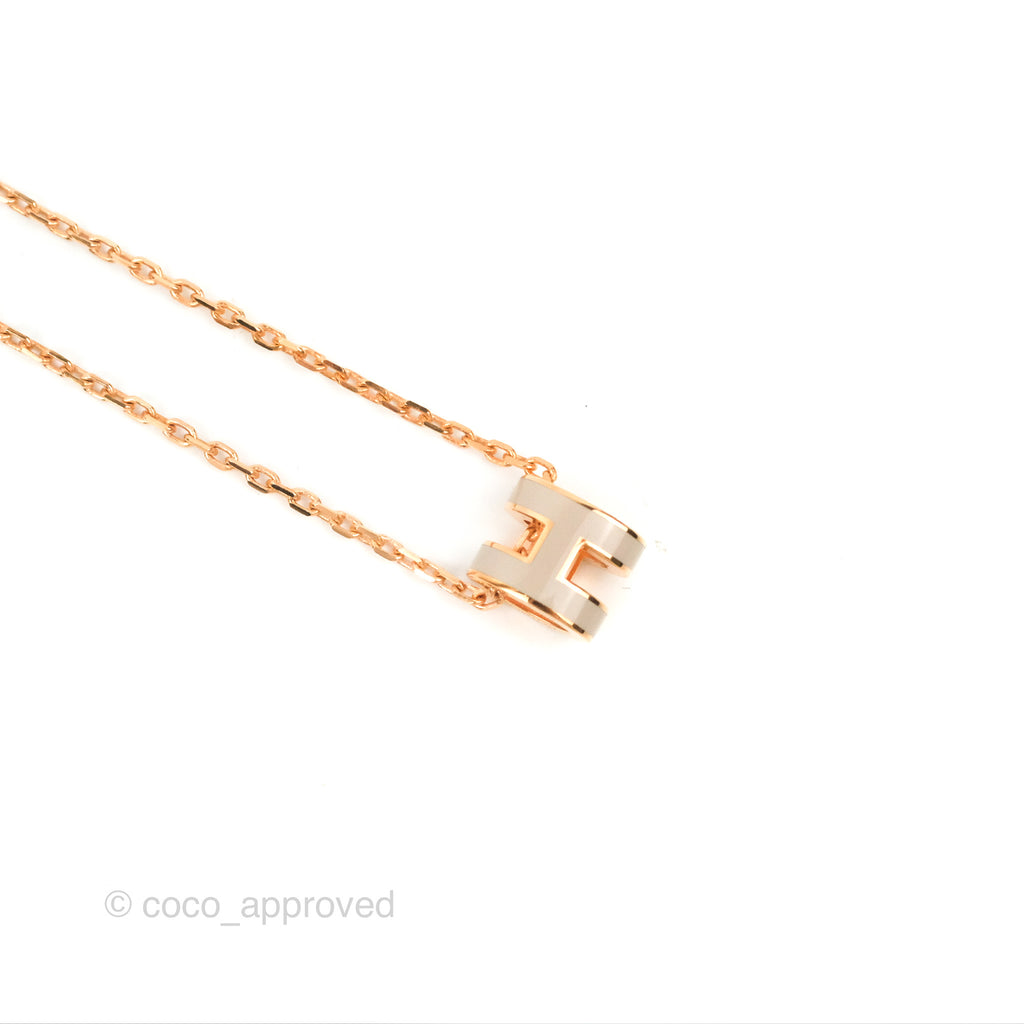 Hermès Mini Pop H Marron Glace Pendant Necklace Rose Gold Hardware