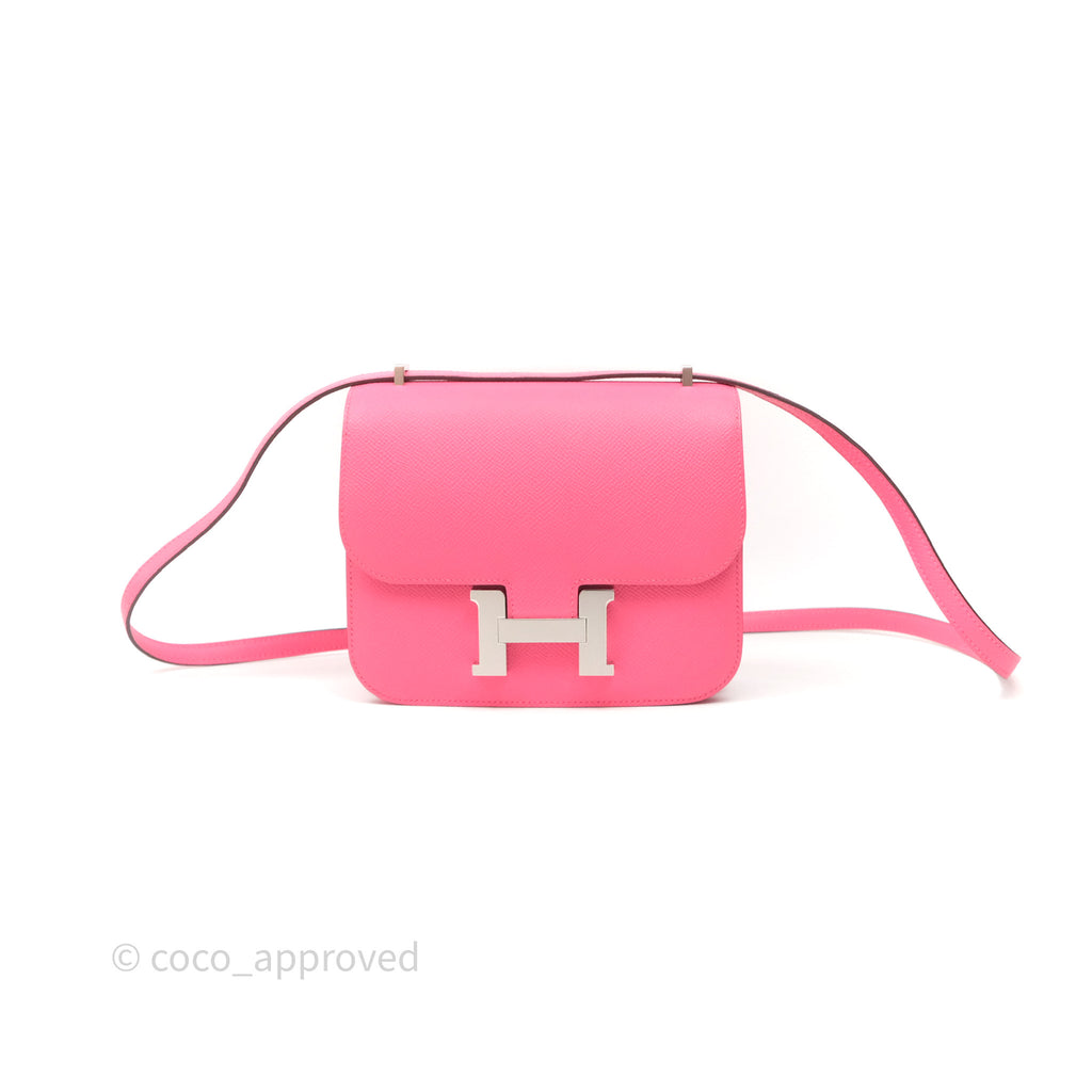 Hermès Mini Constance 18cm Rose Azalee 8W Palladium Hardware