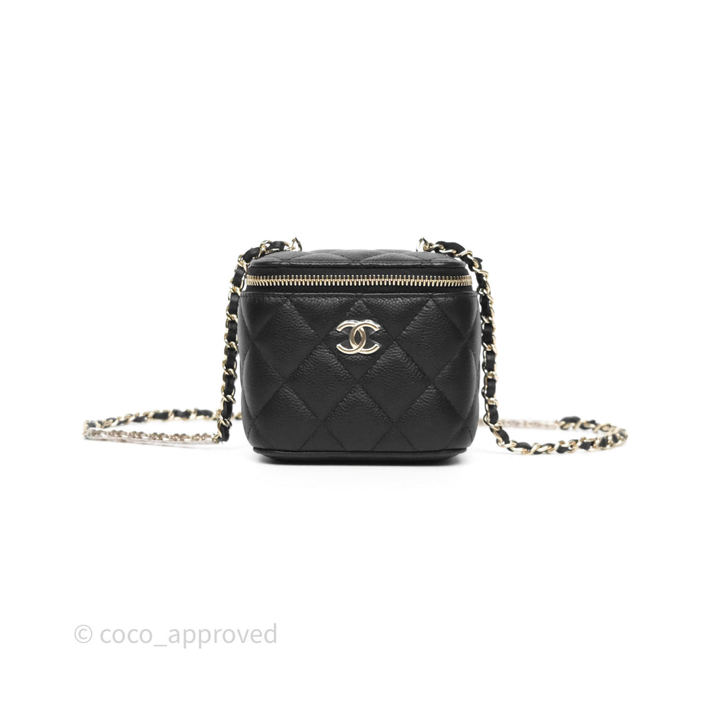 Chanel Mini Vanity With CC Chain Black Caviar Gold Hardware