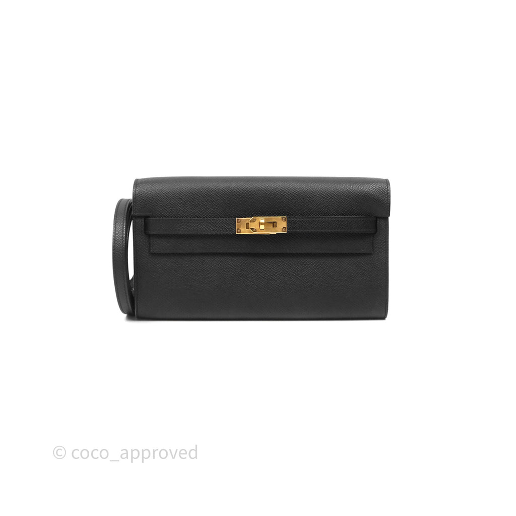 Hermès Kelly To Go Wallet Noir 89 Black Epsom Gold Hardware