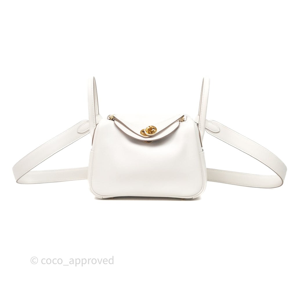 Hermès Mini Lindy 20 Gris Pale M4/ Gris Meyer 0L Swift Gold Hardware