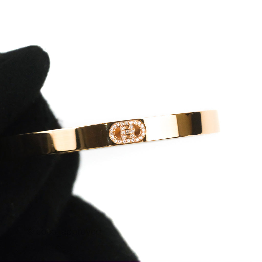 Hermès H d'ancre Bracelet Small Model Rose Gold Size SH