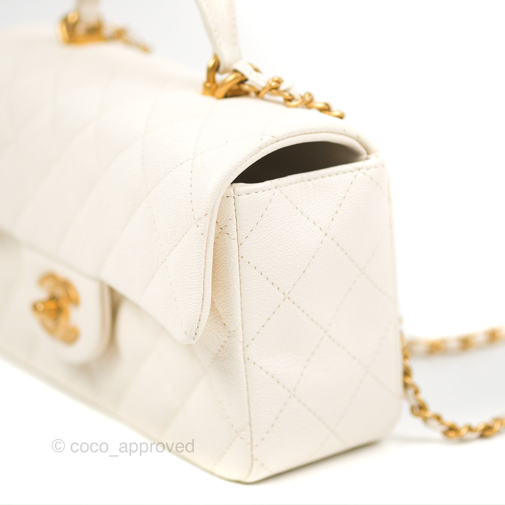Chanel Small Classic Double Flap Bag White Caviar Light Gold Hardware –  Madison Avenue Couture