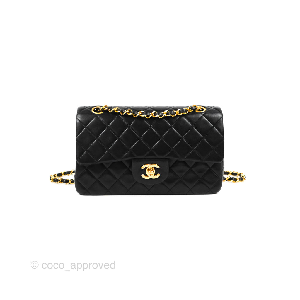 Chanel Vintage Small Classic Flap Black Lambskin 24K Gold Hardware