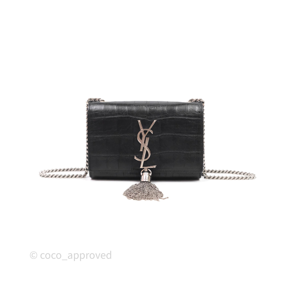 Saint Laurent Kate Tassel Bag Black Silver Hardware