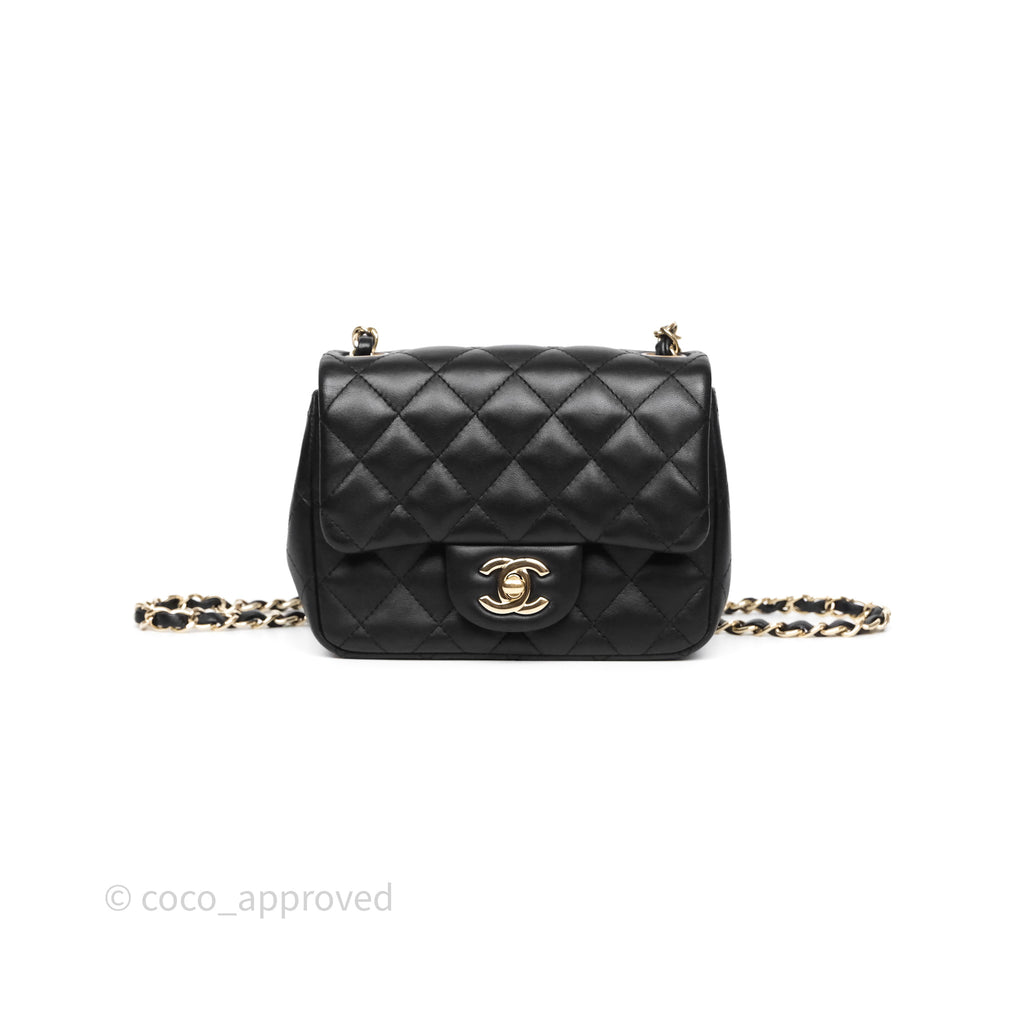 Chanel Mini Square Black Lambskin Gold Hardware