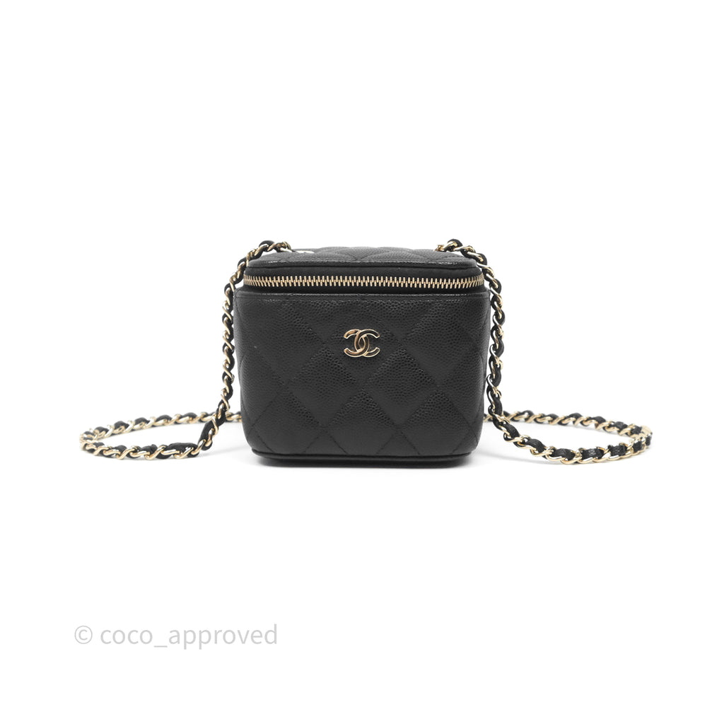 Chanel Mini Vanity With Chain Black Caviar Gold Hardware