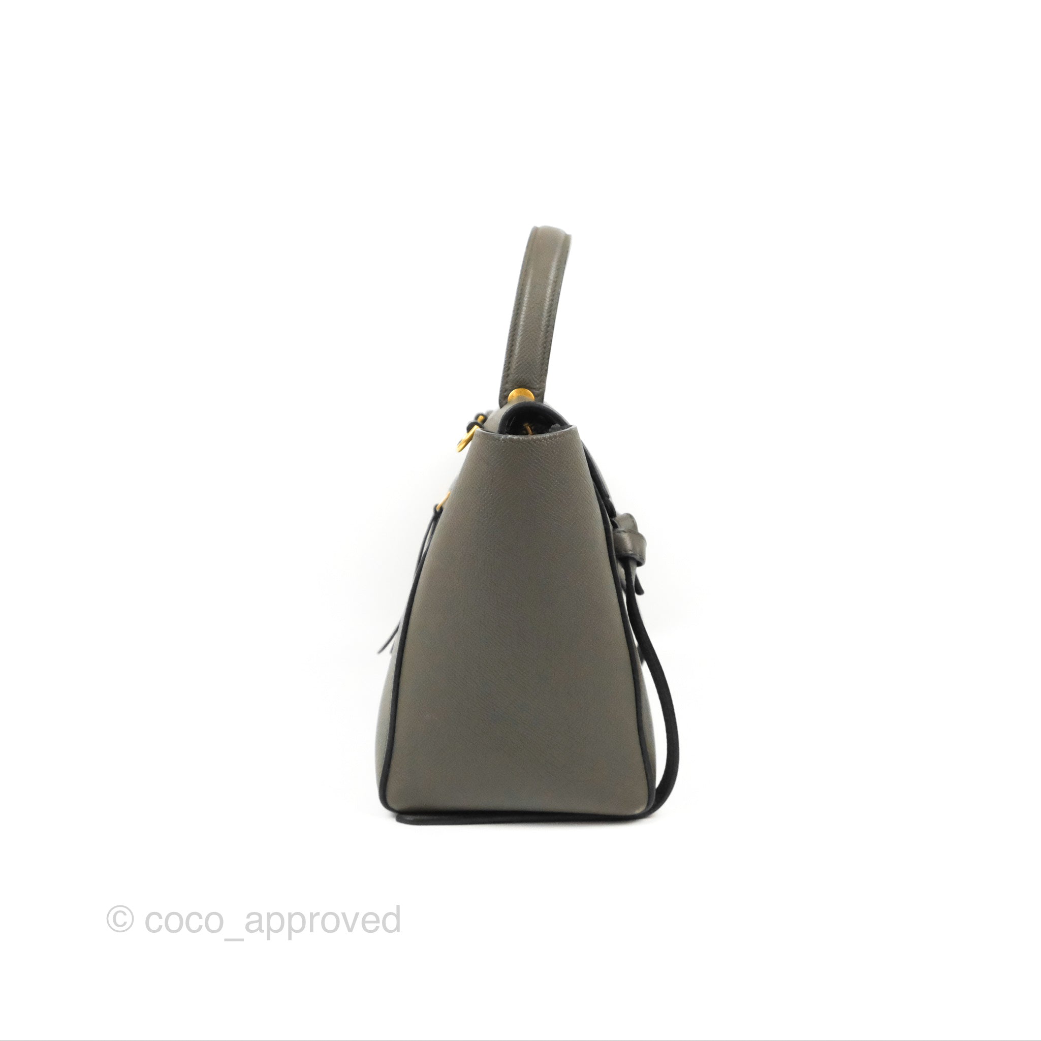 Celine Micro Belt Bag Grey Grained Calfskin Gold Hardware – Coco