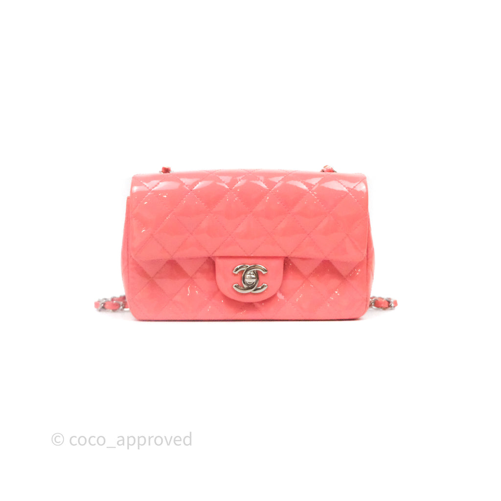 Chanel Quilted Mini Rectangular Pink Patent Silver Hardware