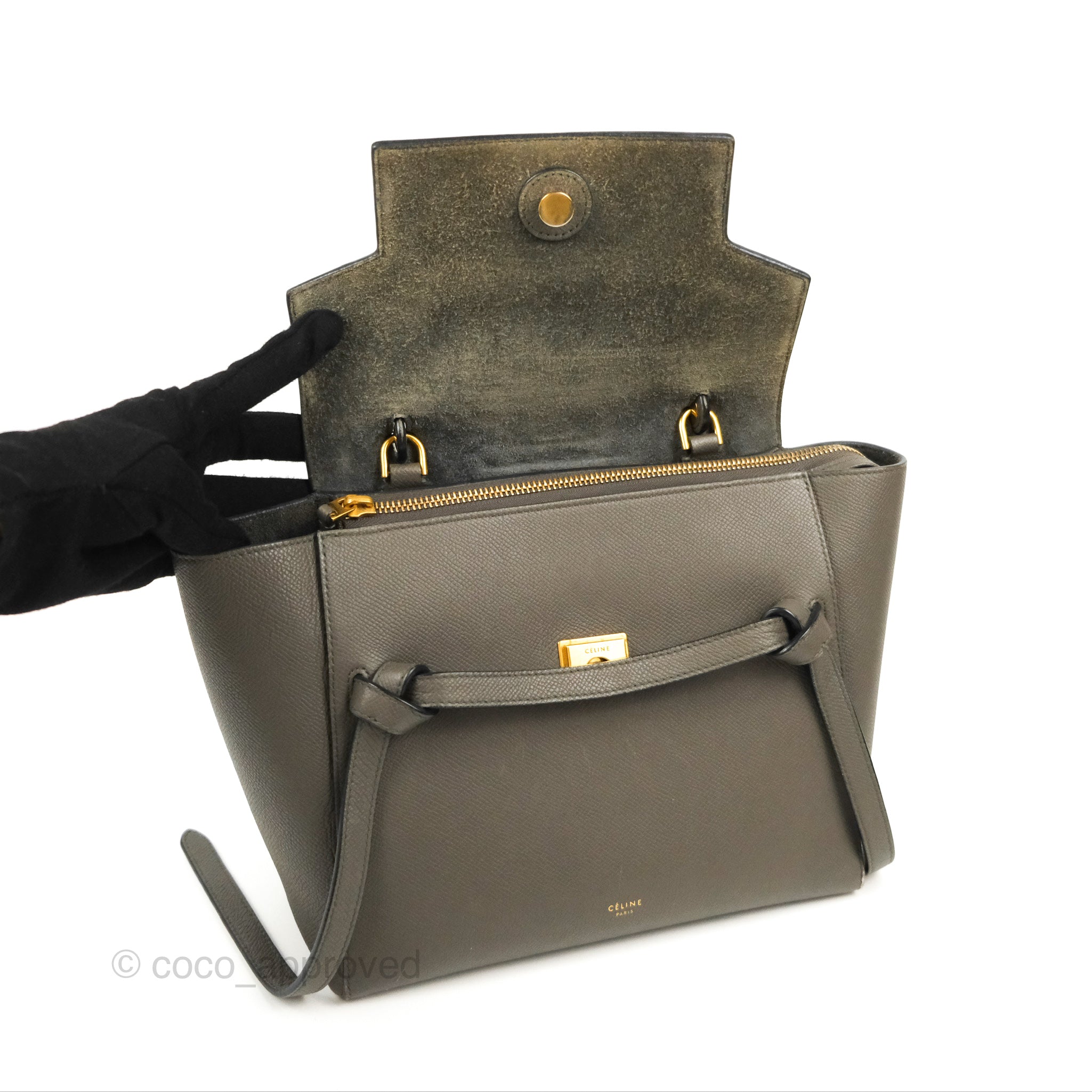 Celine Micro Belt Bag Grey Grained Calfskin Gold Hardware – Coco Approved  Studio