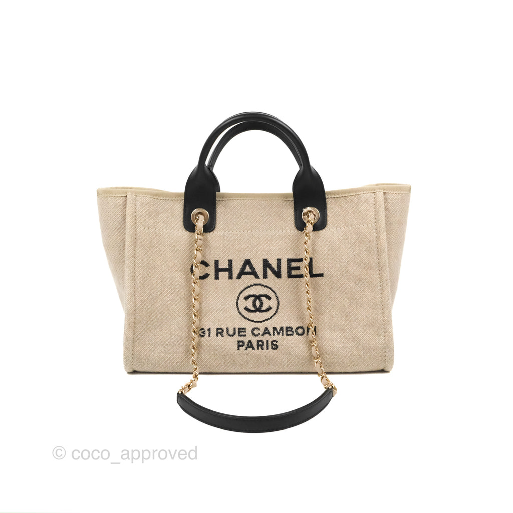 Chanel New Small Deauville Black/Taupe Canvas