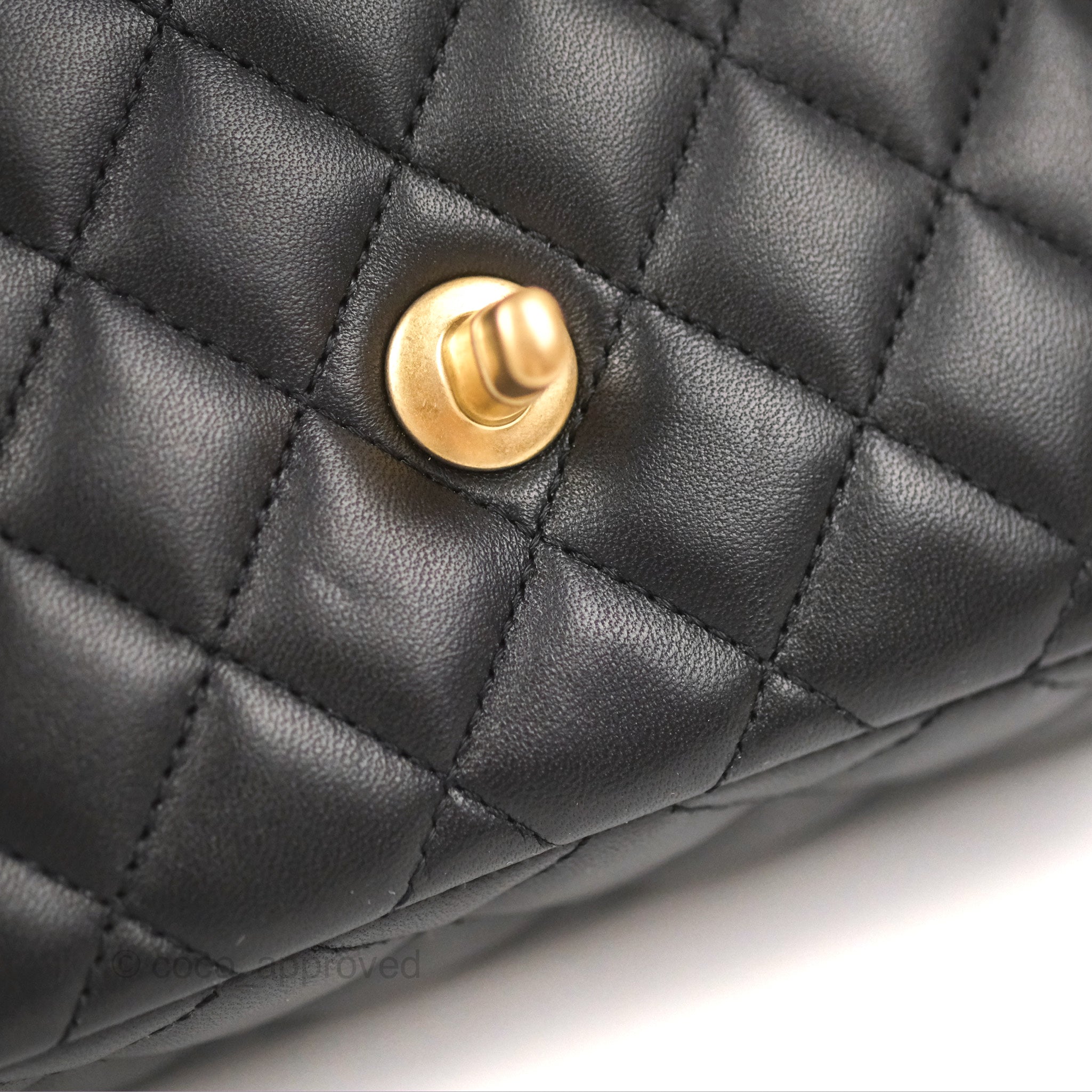 Chanel Flap Bag with Logo Enamel Chain Black Lambskin 22B – Coco Approved  Studio