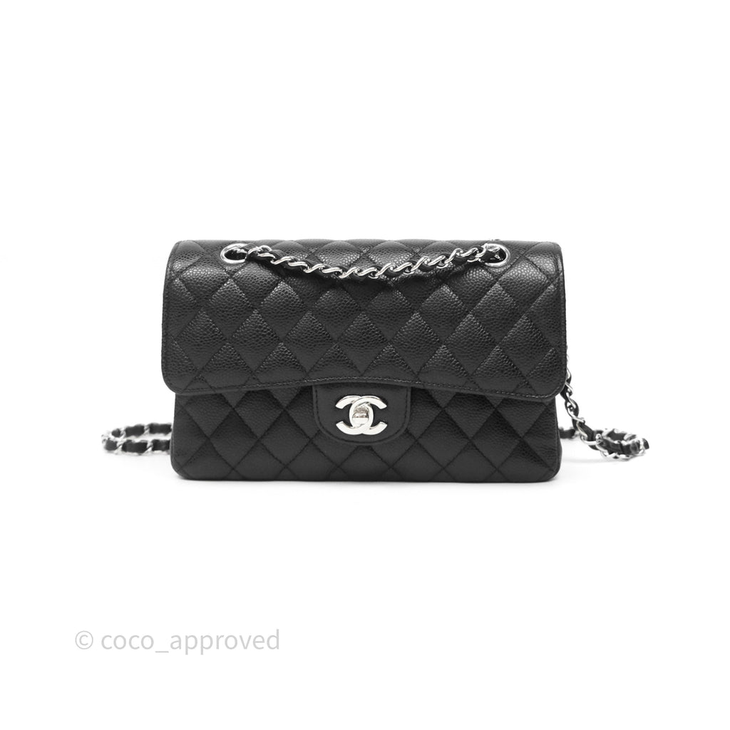 Chanel Small Classic Flap Quilted Black Caviar Silver Hardware