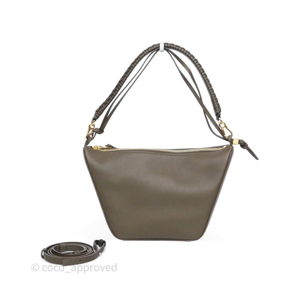 Loewe Mini Hammock Hobo in Classic Calfskin Dark Khaki Green
