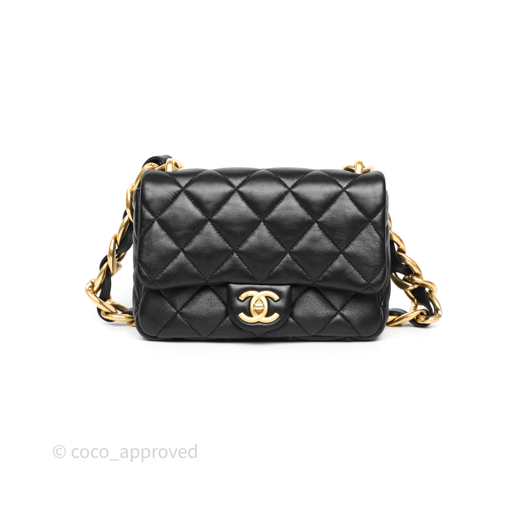 Chanel Small CC Funky Town Flap Quilted Black Lambskin Aged Gold Hardware