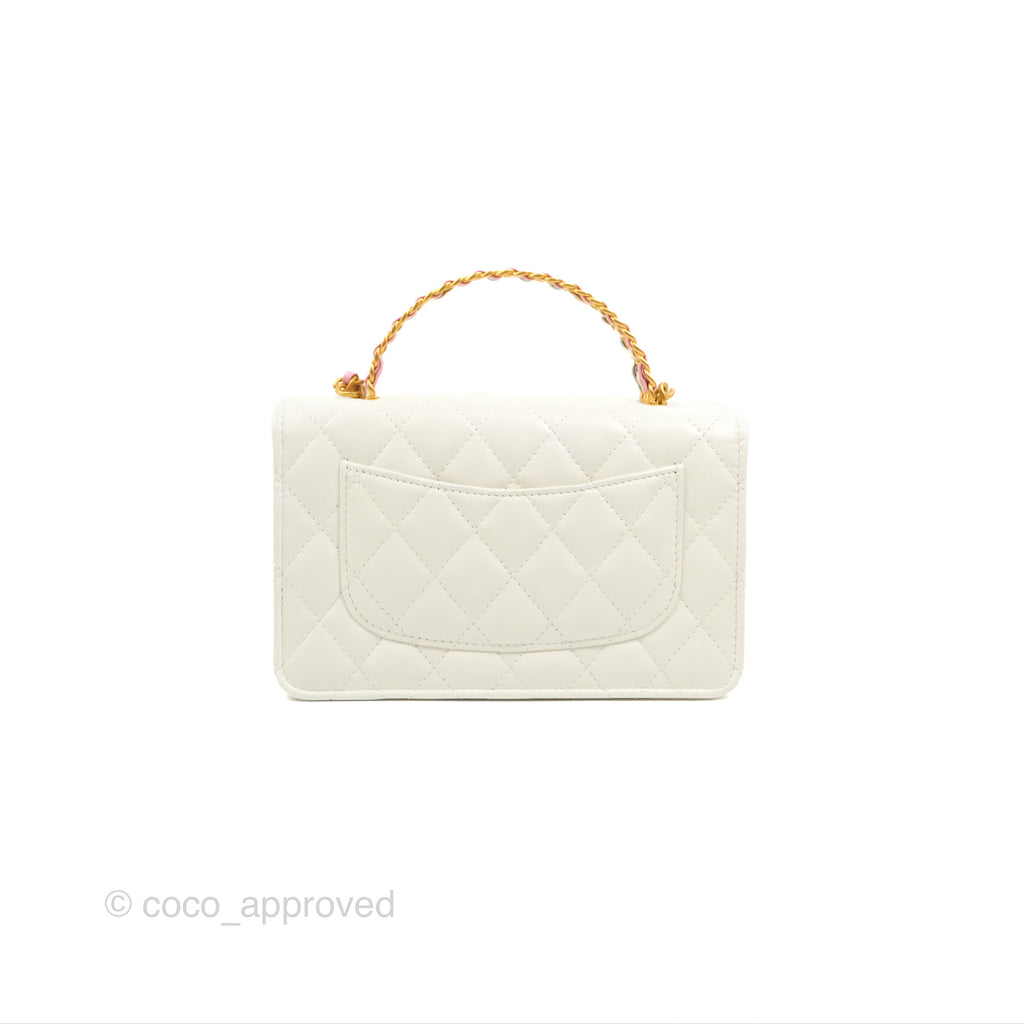 Chanel Rainbow Top Handle Wallet On Chain WOC White Glazed