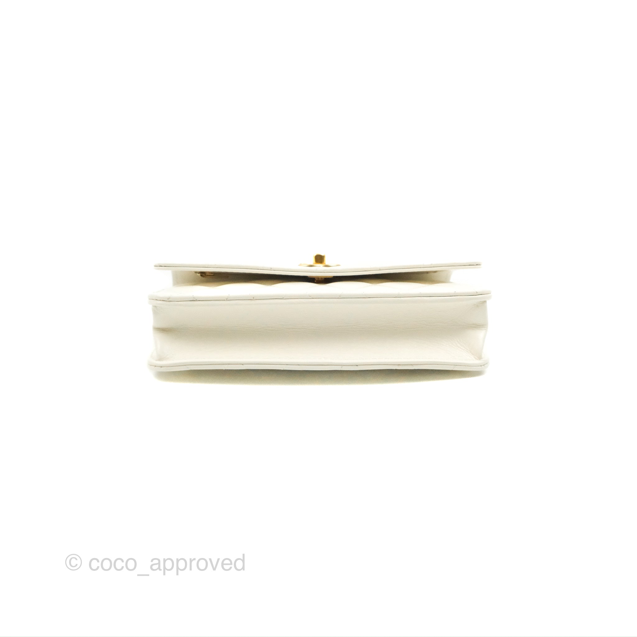 Wallet on chain - Pearly grained calfskin & gold-tone metal, white