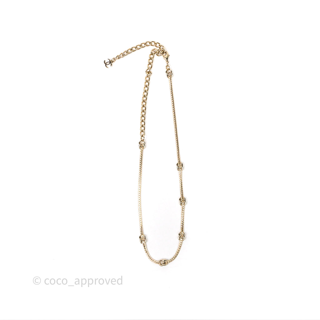 Chanel CC Logo Adjustable Necklace Gold Tone 25V