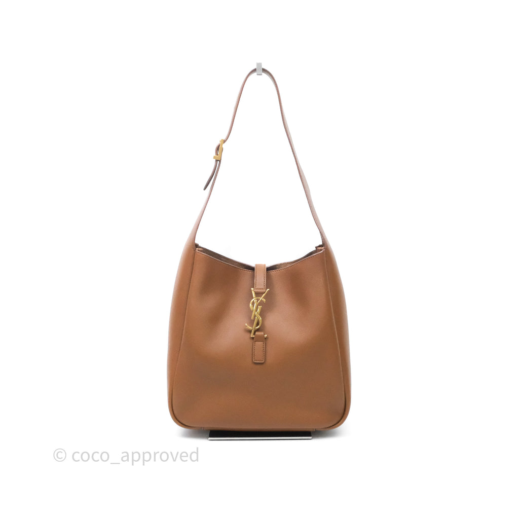 Saint Laurent LE 5 à 7 Supple Small Brown Grained Leather Gold Hardware
