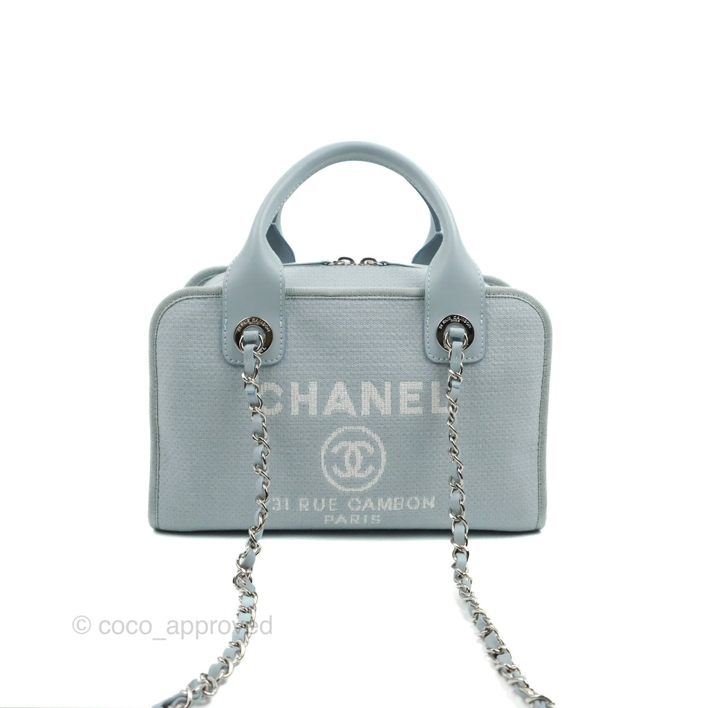 Chanel Deauville Bowling Bag Light Blue Silver Hardware 22c