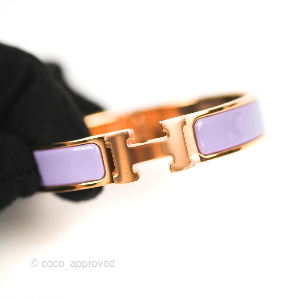 Hermès Clic H Bracelet Lilas Rose Gold PM