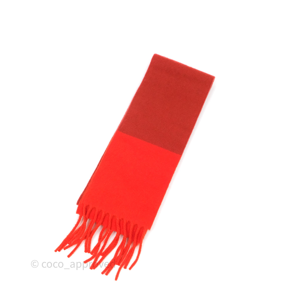 Hermes Cashmere Allumette Muffler Scarf Capucine/ Rogue Vermillion