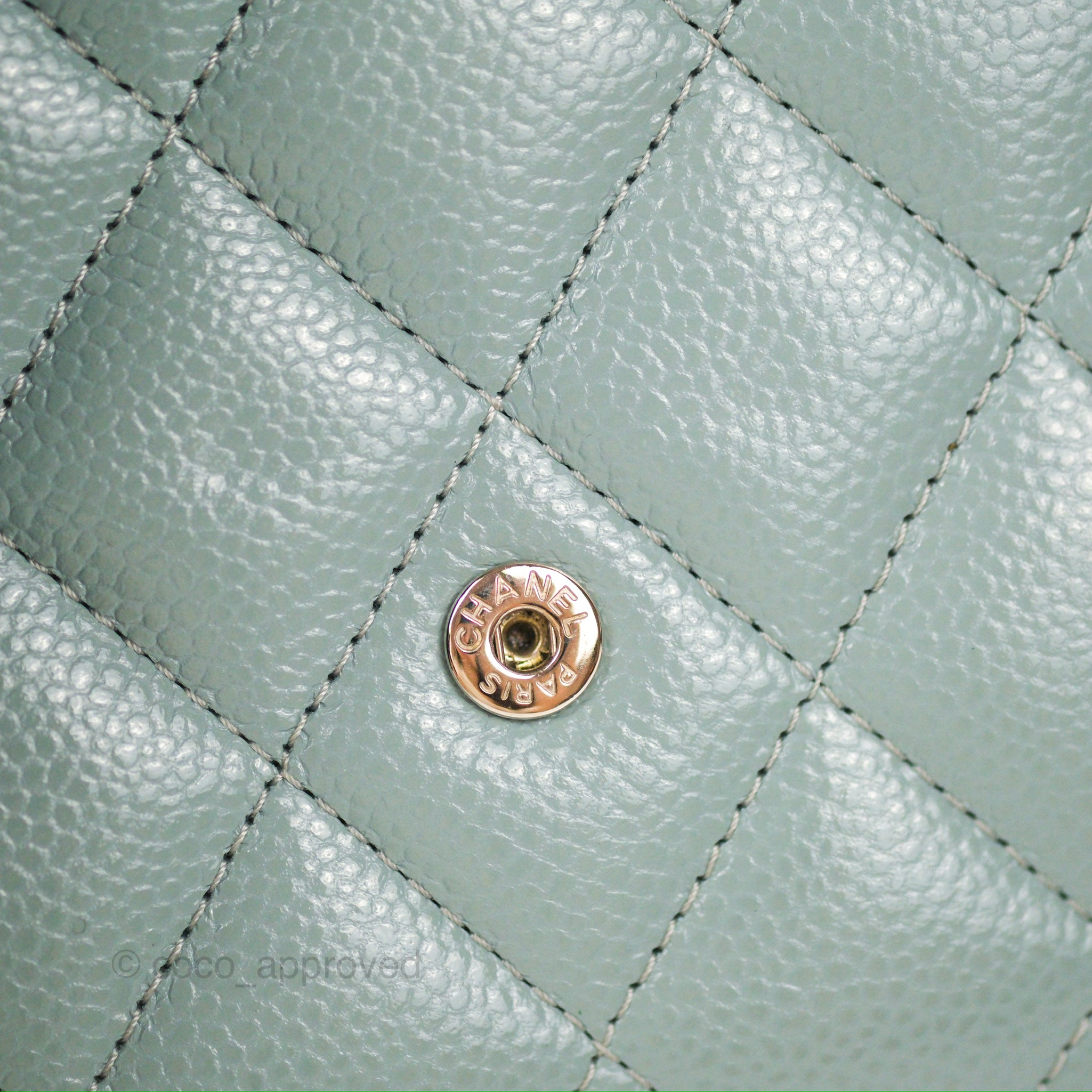 Chanel Classic Short Flap Wallet Tiffany Green Caviar Silver