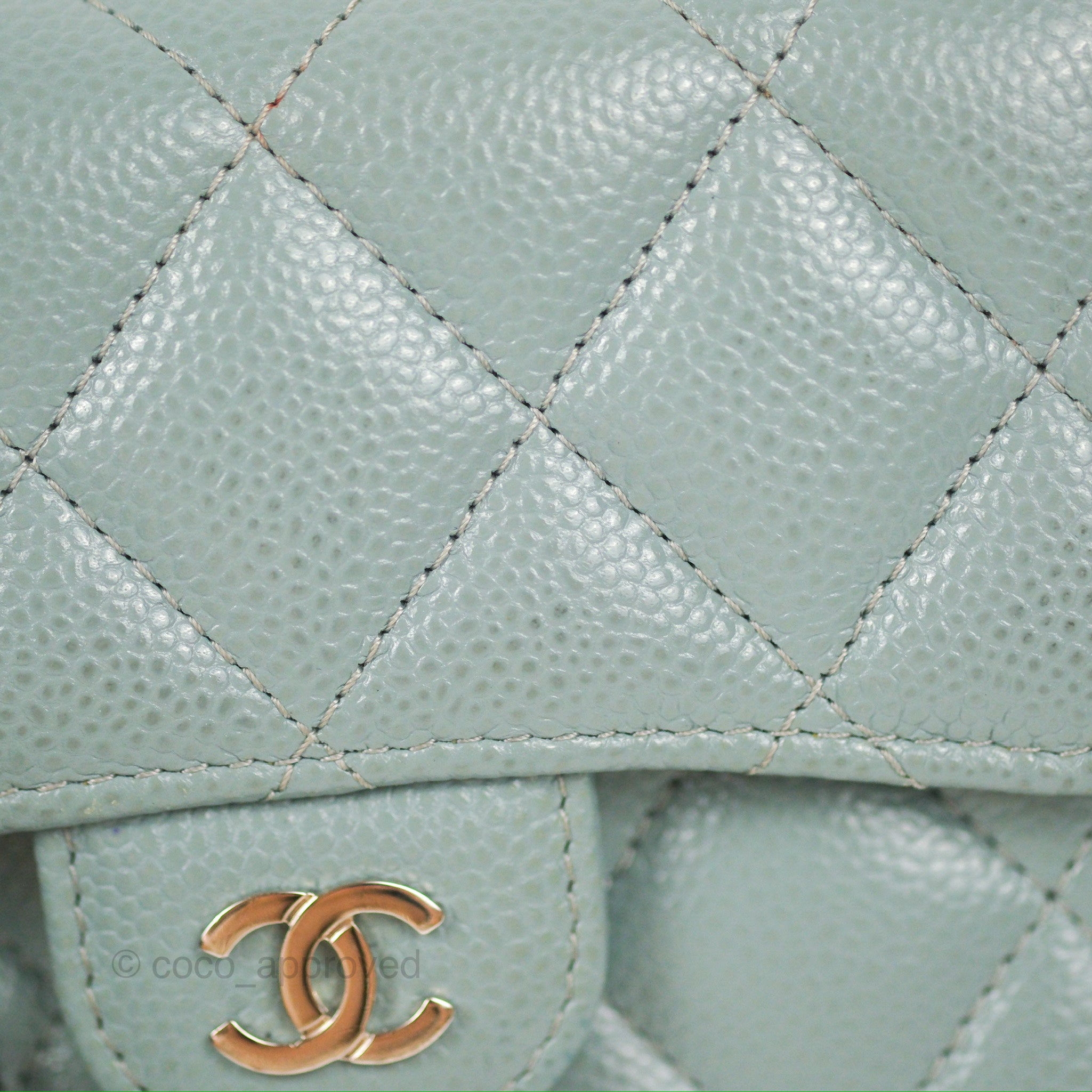 CHANEL Caviar Quilted Double Flap Wallet Green 1262478