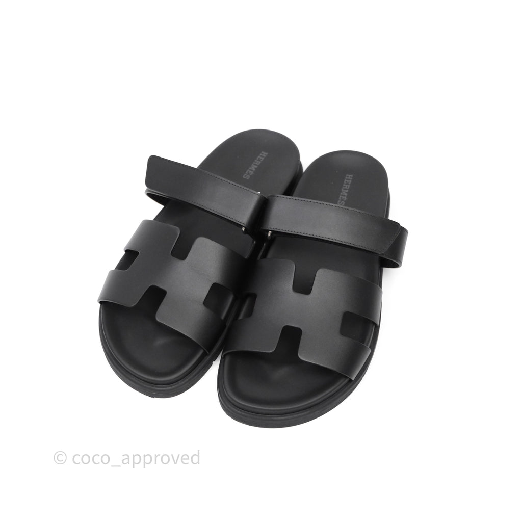 Hermès Chypre Sandal Calfskin Black Size 40