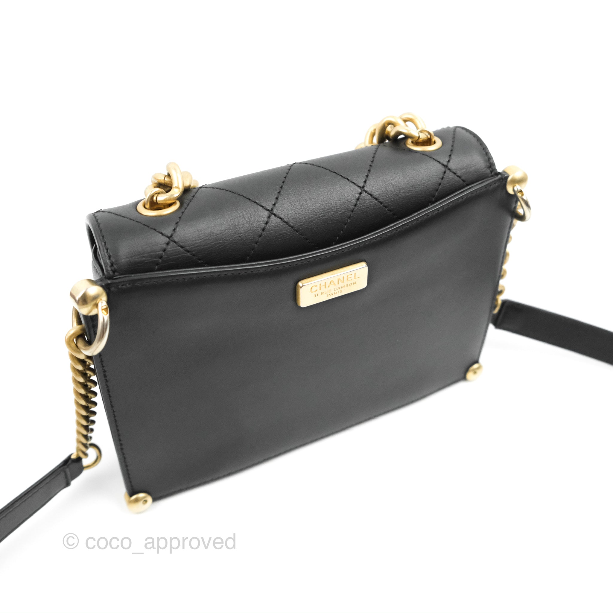 Black Velvet Flap Bag Gold and Glass Hardware
