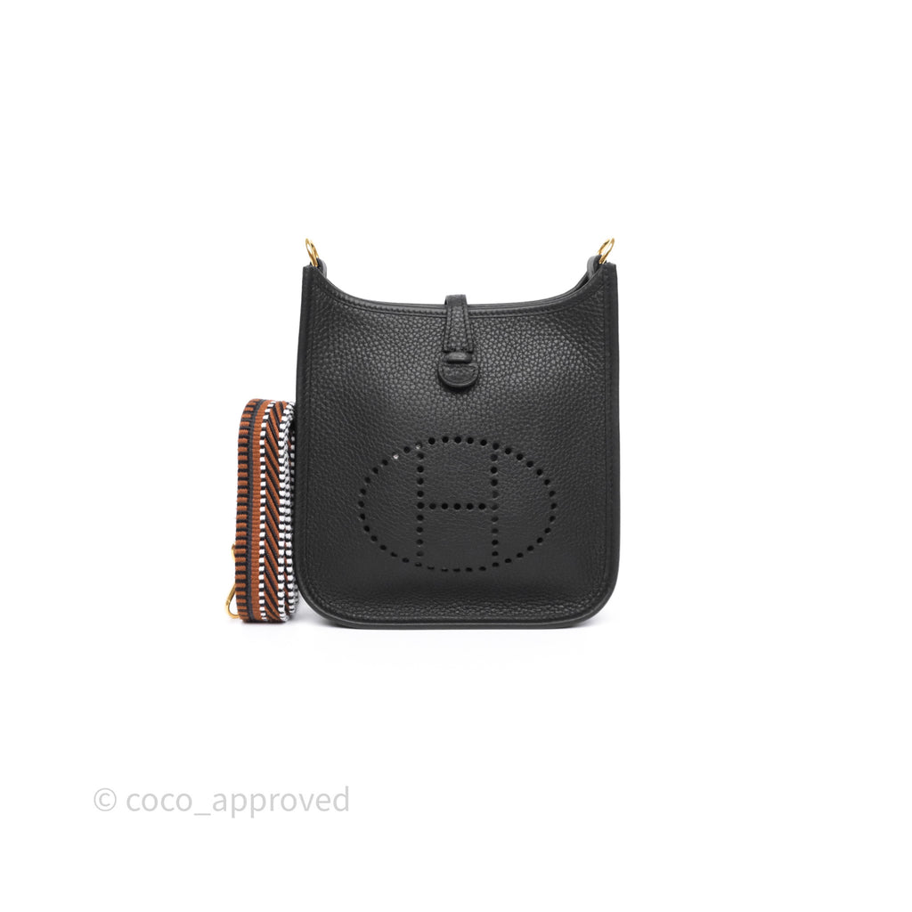 Hermès Mini Evelyne 16 Black Noir 89 Clemence Gold Hardware