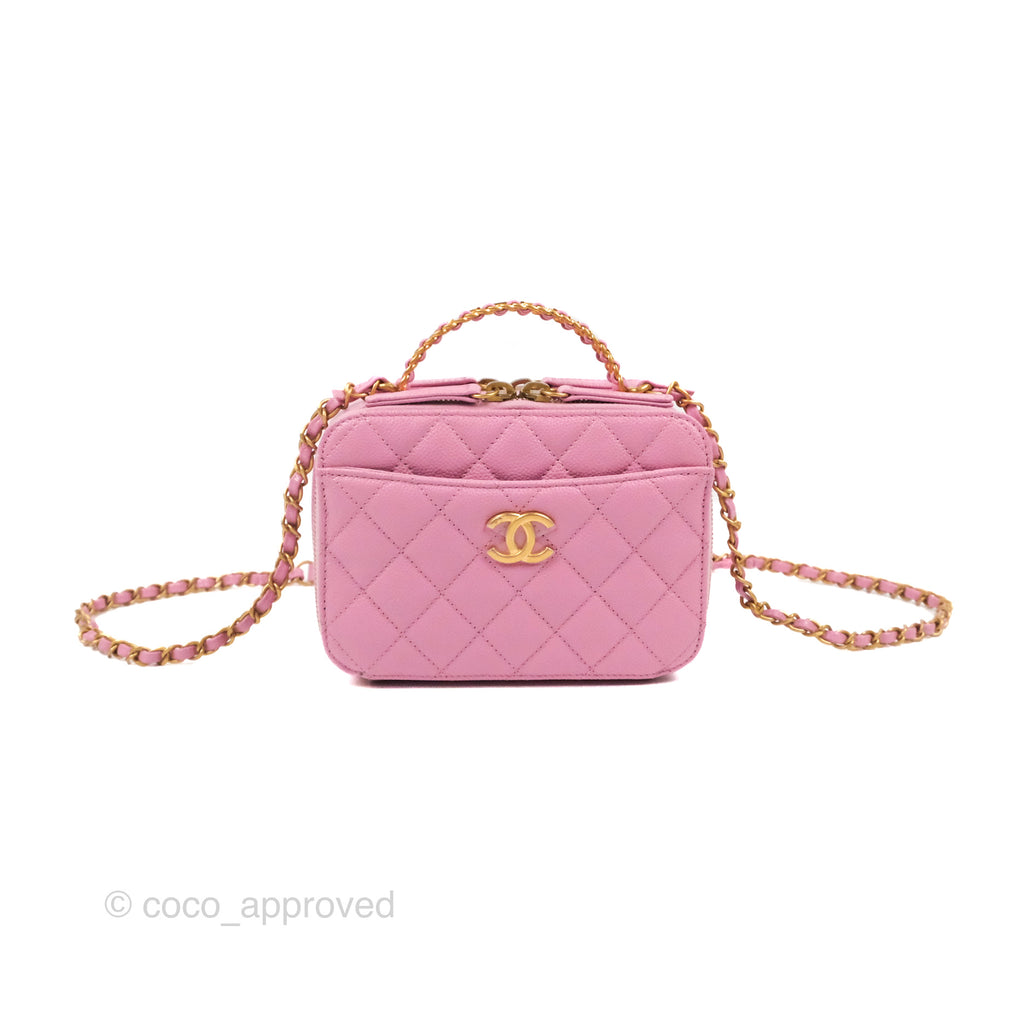 Chanel Caviar Quilted Pick Me Up Small Vanity Case Light Pink