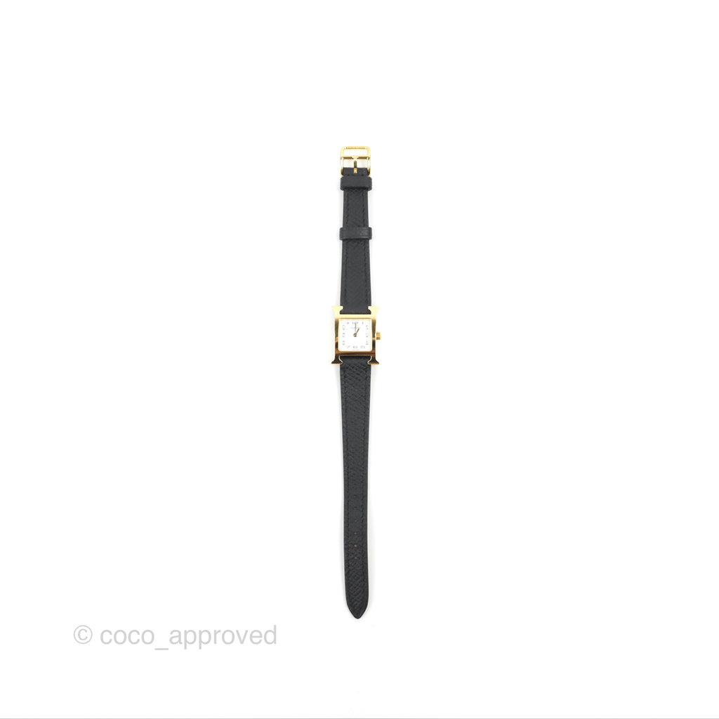 Hermès Heure H Watch Black Epsom Gold Hardware