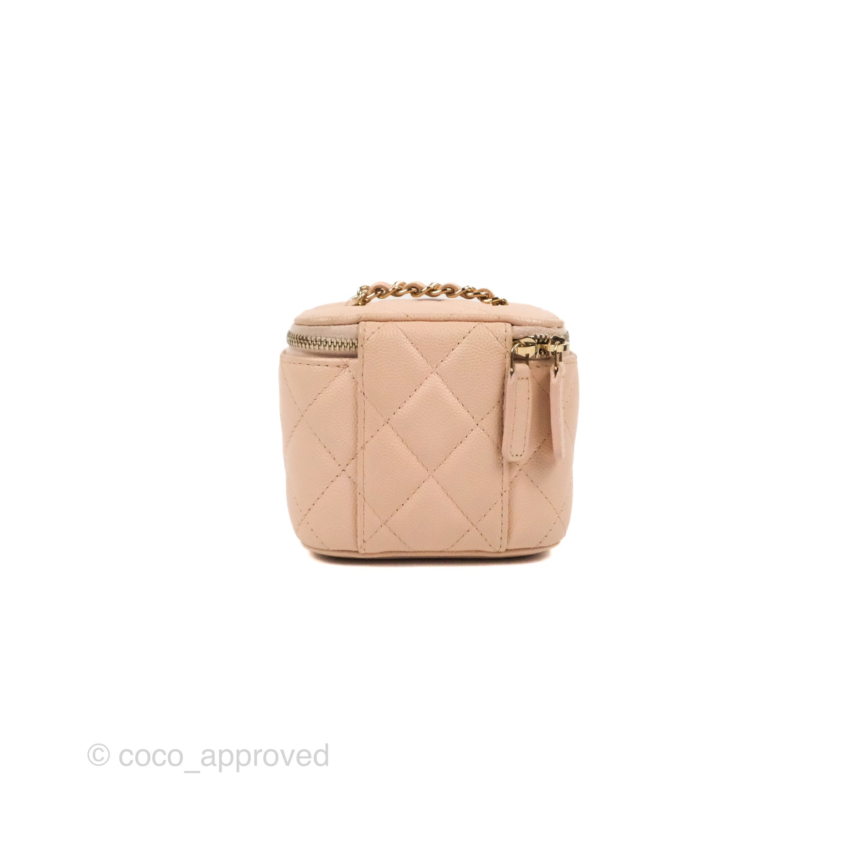 Chanel Mini Vanity With Chain Beige Pink Caviar Gold Hardware