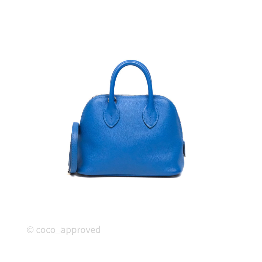 Hermes Mini Bolide 1923 Veau evercolor Bleu Zellige I7 Palladium Hardware