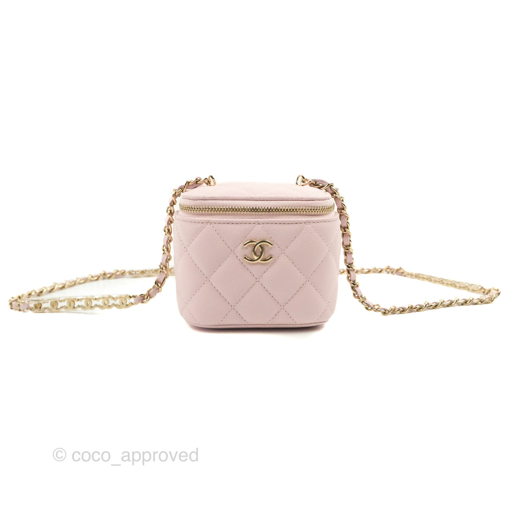 Chanel Mini Vanity With Chain Pink Caviar Gold Hardware