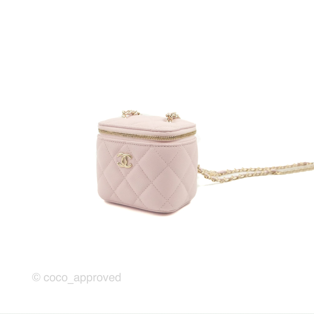 Chanel Mini Vanity With Chain Pink Caviar Gold Hardware