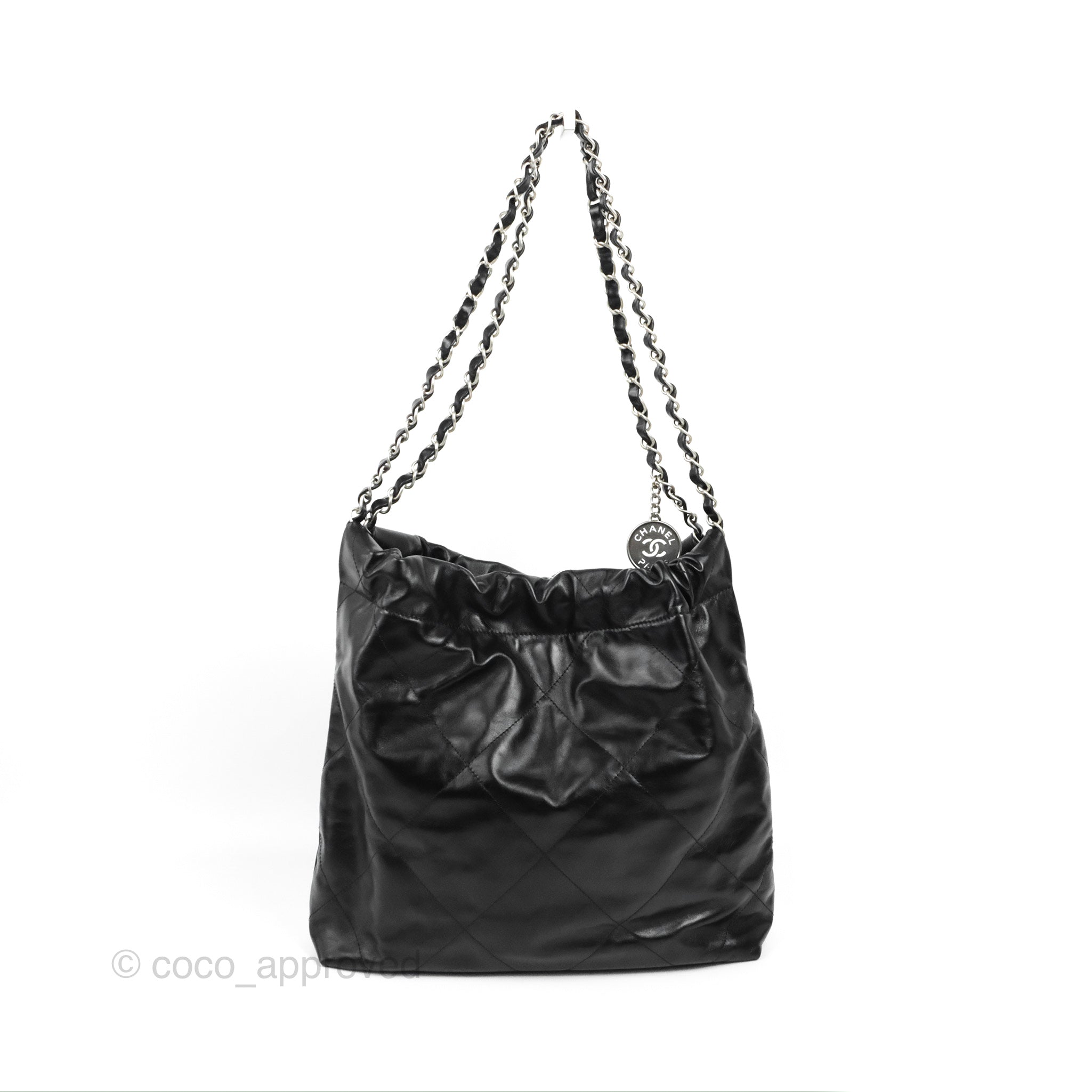 Chanel 19 Handbag Black Lambskin in Lambskin with Gold/Silver