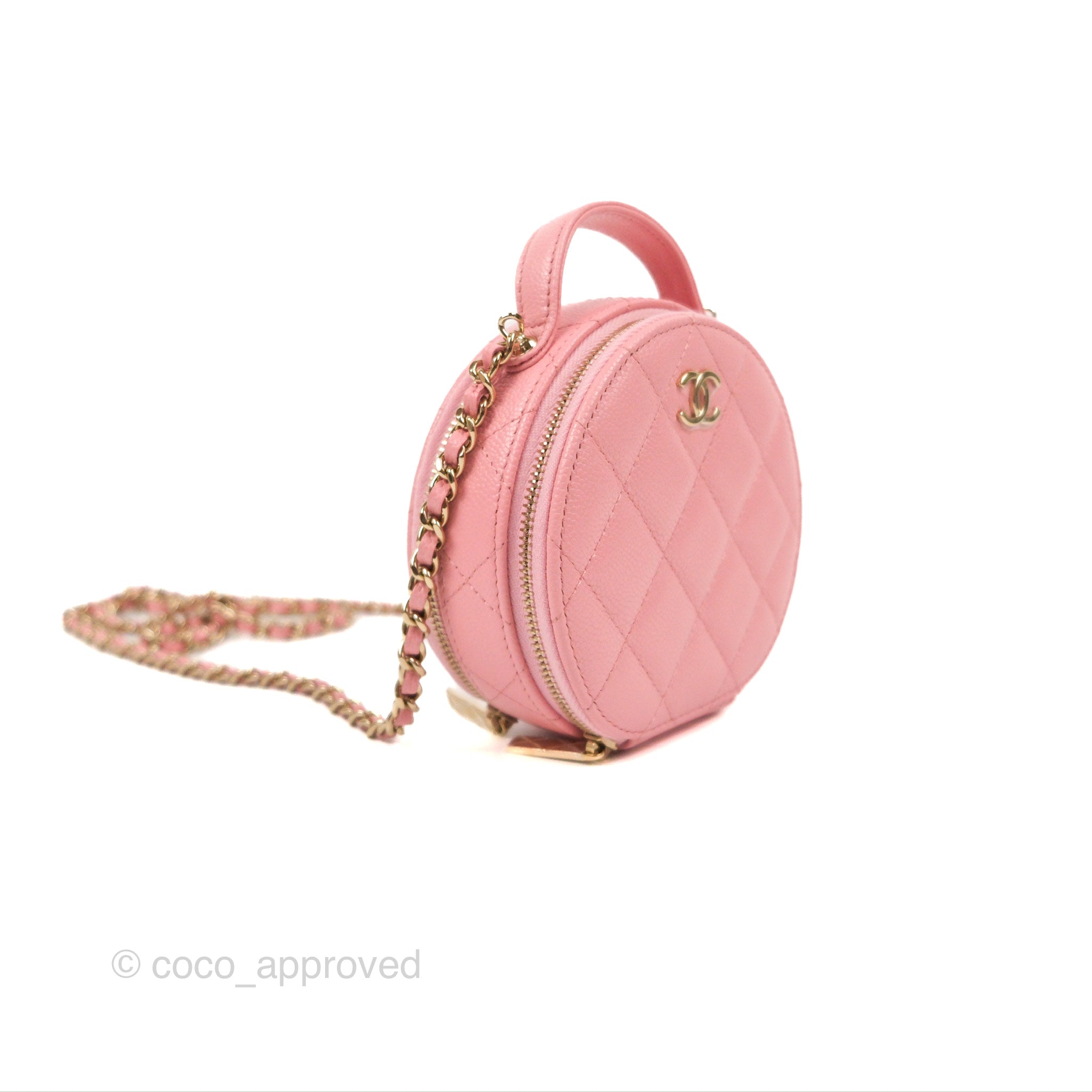 Chanel 22C Pink Caviar Mini Clutch With Chain Gold Card Shoulder Crossbody  Bag