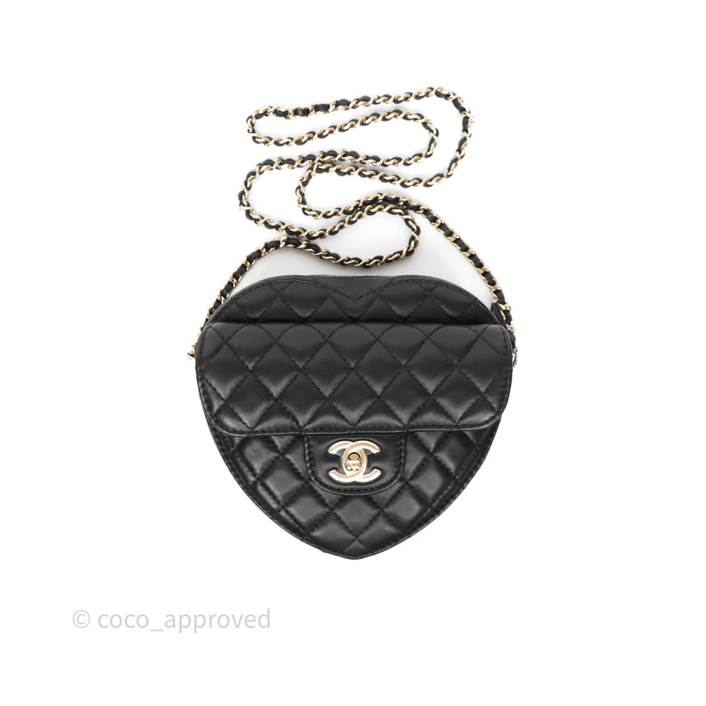 Chanel Large Heart Bag Black Lambskin Gold Hardware 22S