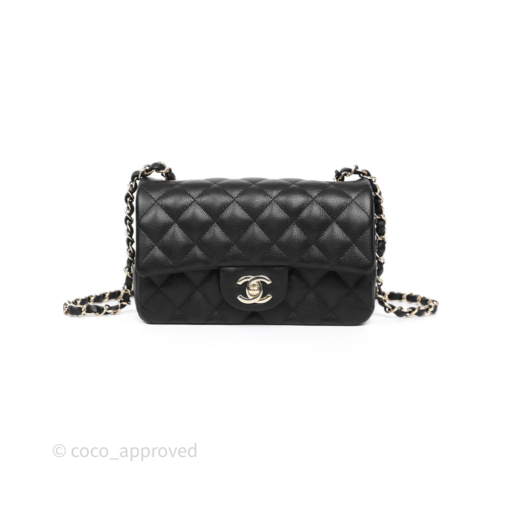 Chanel Quilted Mini Rectangular Black Caviar Gold Hardware