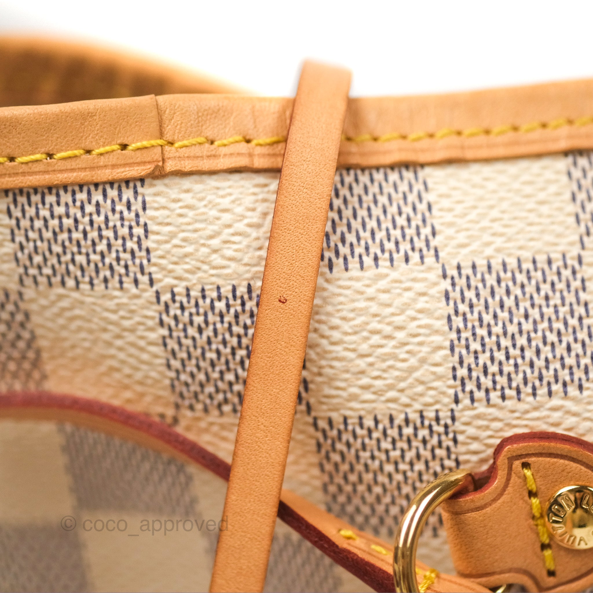 Louis Vuitton Damier Azur Canvas “Neverfull” MM Tote - Pink Lining