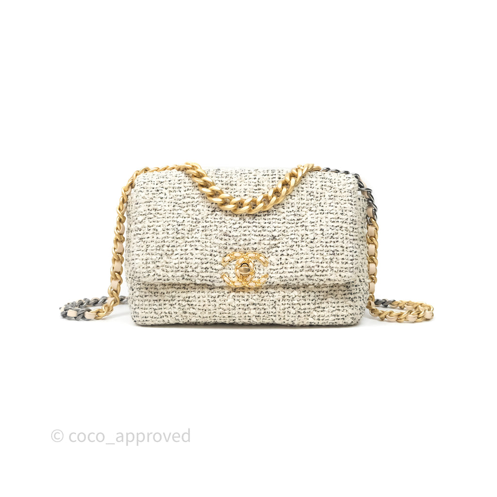 Chanel 19 Small Tweed Oreo Cream Mixed Hardware